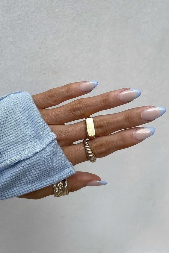 baby blue french tip nails | Spring French Tip Nails