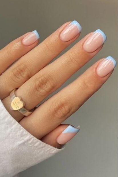 baby blue french tip nails | Spring French Tip Nails