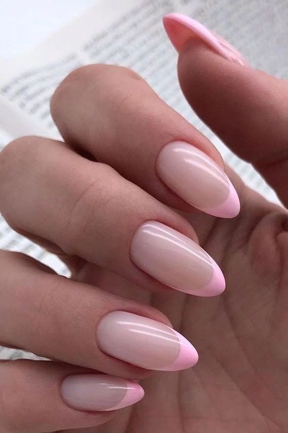 light pink french tip nails | Spring French Tip Nails