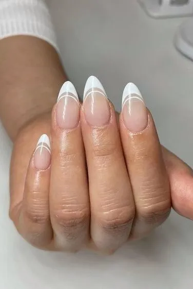 line art french tip nails