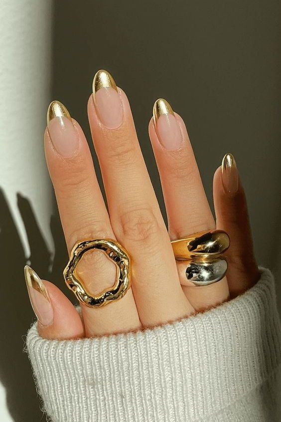 Gold french tip Nails