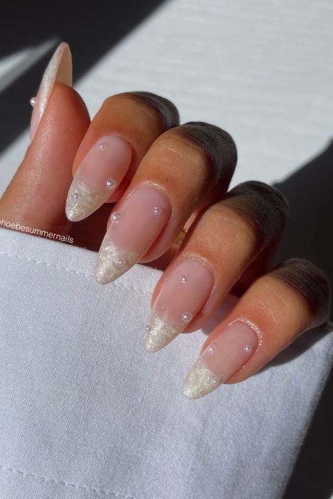 pearlescent french tip nails