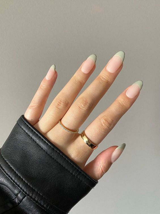 light green french tip nails