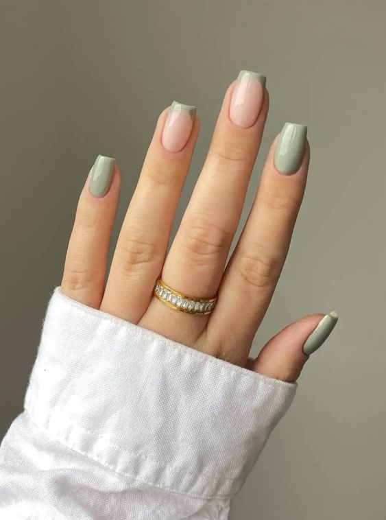 light green french tip nails