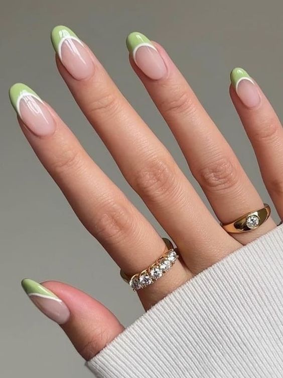 light green french tip nails