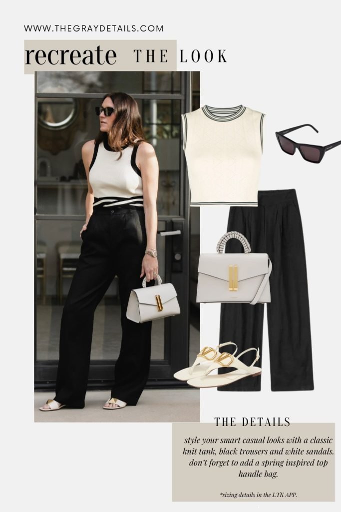 Knit Tank and Black Trousers Outfit | Spring Neutral Outfits