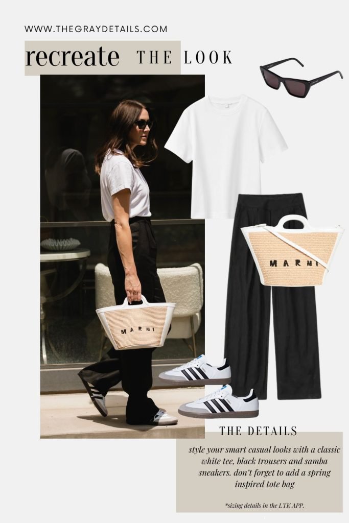 White Tee and Black Trousers Outfit | Spring Neutral Outfits