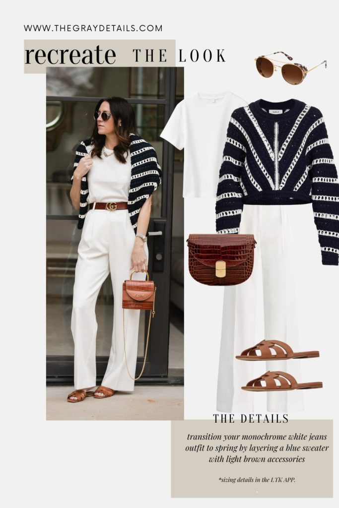White Trousers and Knit Sweater Outfit