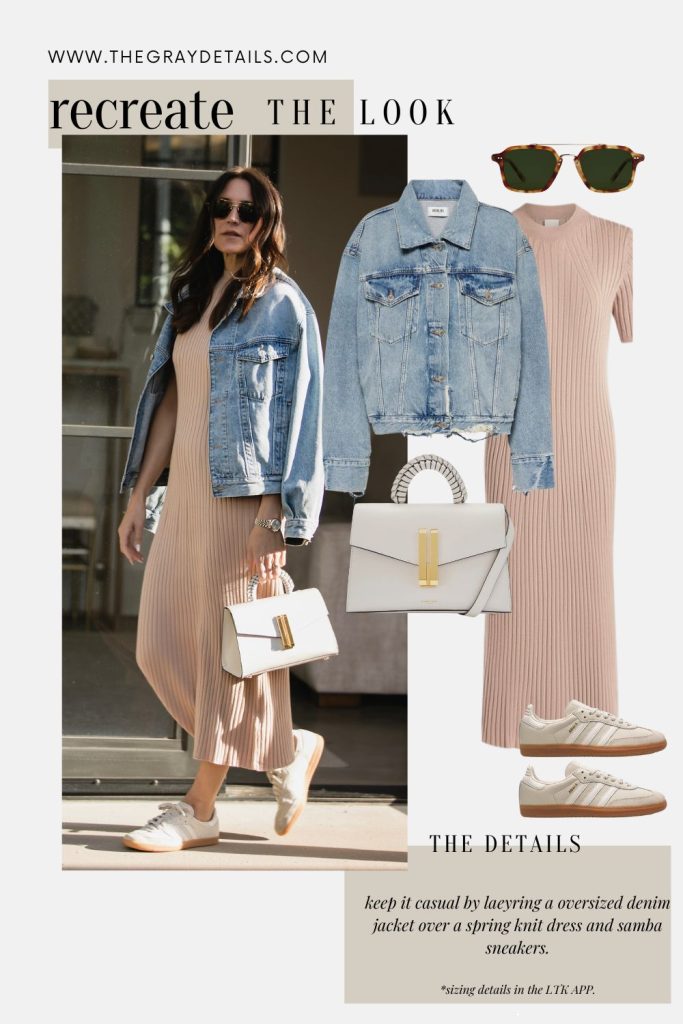 Spring Knit Dress and Jean Jacket Outfit