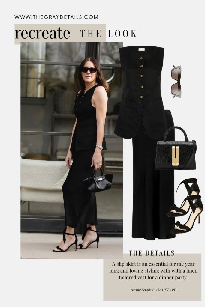 Monochrome Black Skirt and Vest | Spring Neutral Outfits