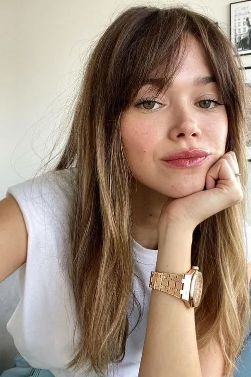 Straight Mid Length hair with bangs