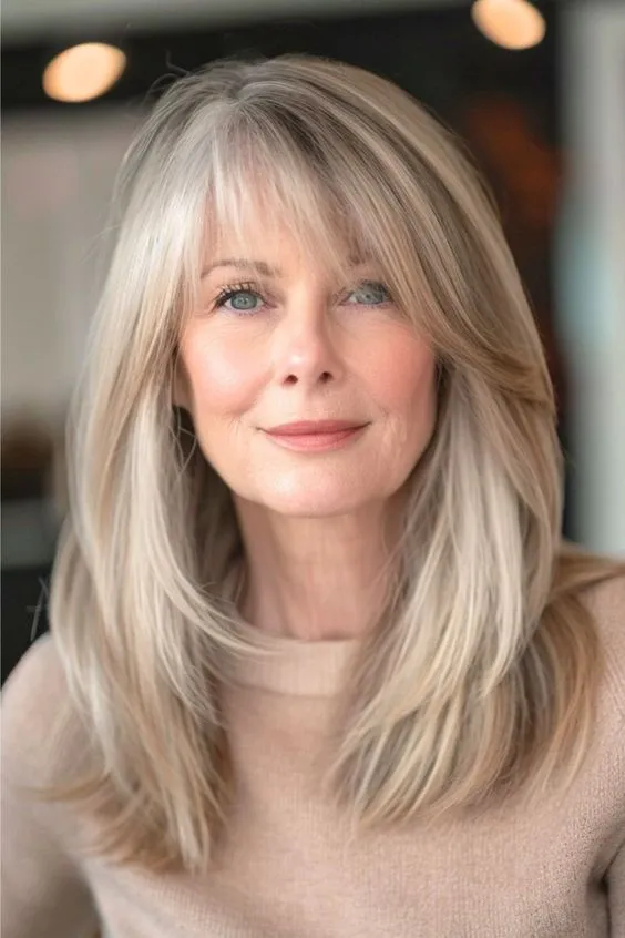 Mid Length hair with bangs