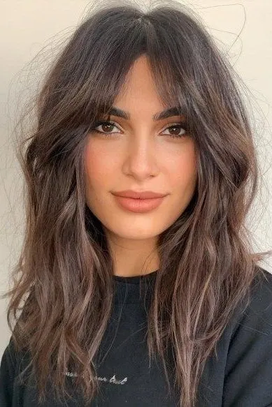 Textured Medium Cut with Bangs | Medium Length Hairstyles For Women Over 40