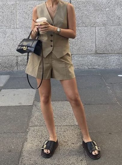 Shorts and Vest Set Outfit Idea