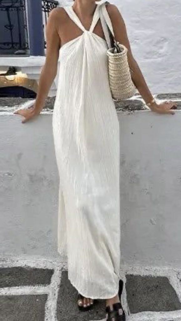white maxi dress travel Outfit