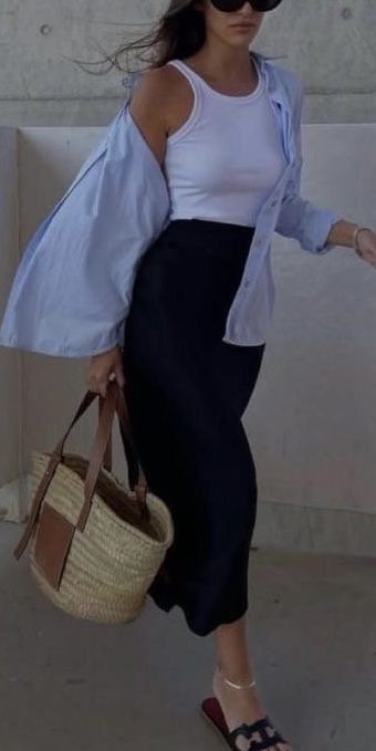 Black Slip Skirt Outfits