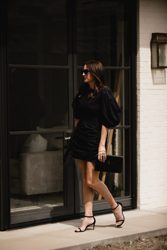 black mini dress outfit idea