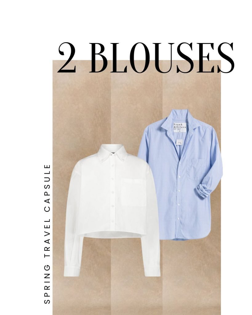 white button up / blue button down