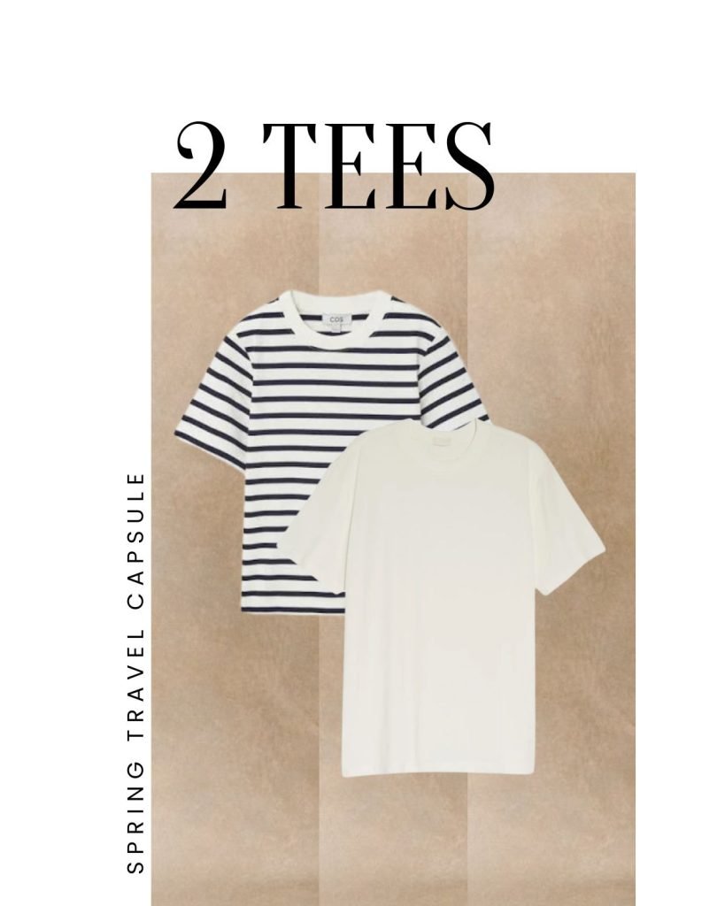 short sleeved striped tee / White tee