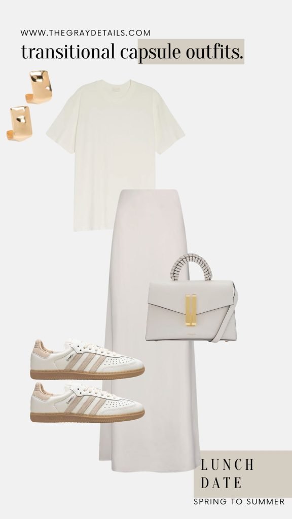 Lunch Date Silk Skirt Outfit | Transitional capsule outfits from spring to summer