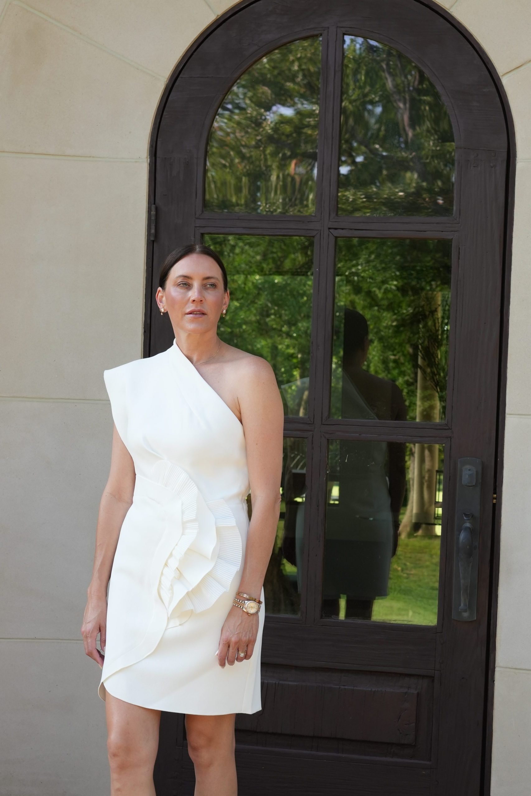 bride cocktail hour dress