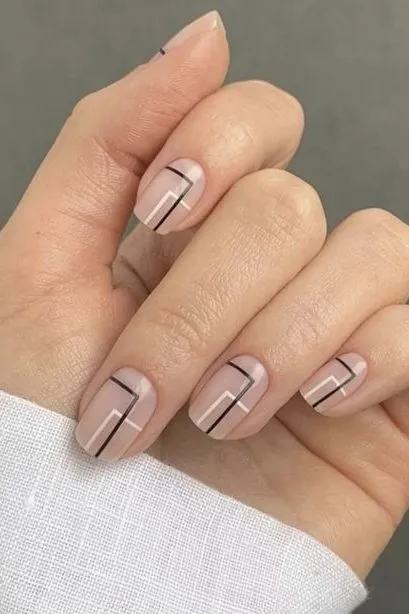 Minimal Black and white September Nails