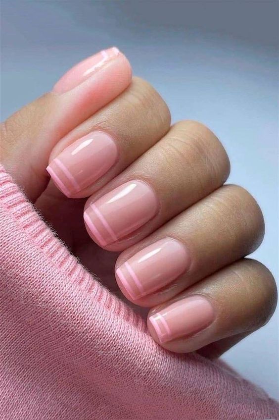pink Short Square French nails