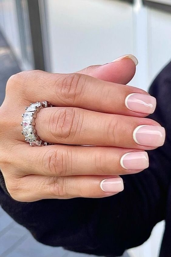 classic reverse short square french tip Nails