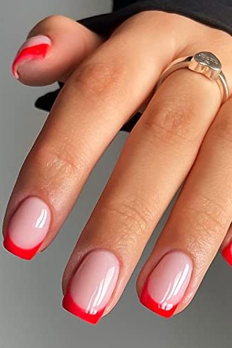 Red French Tips July Nails