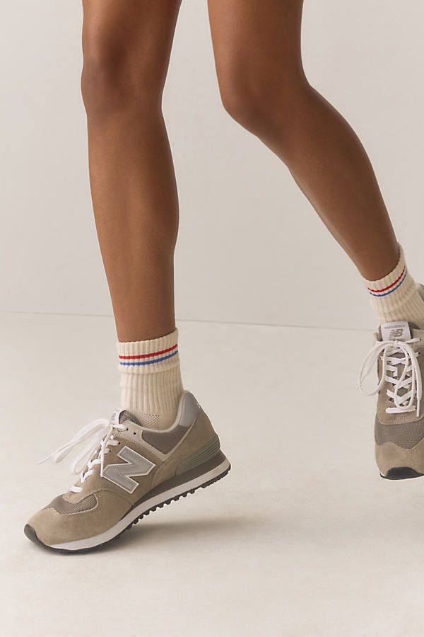 New Balance 574 shoes with socks