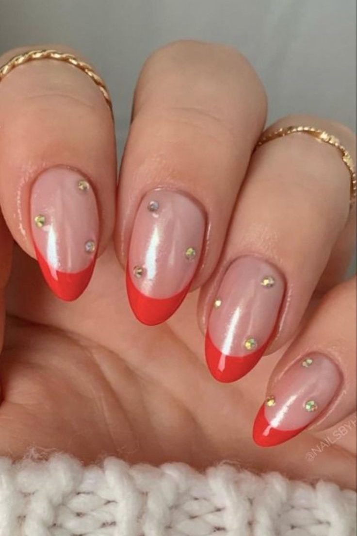 Embellished Red Nails
