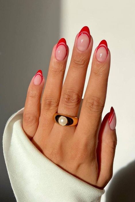 modern red french tip Nail designs