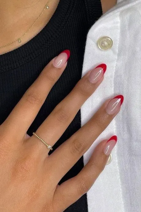 Red French Tips July Nails