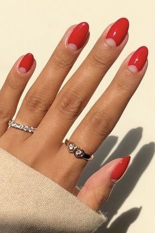 Half Moon Red Nails