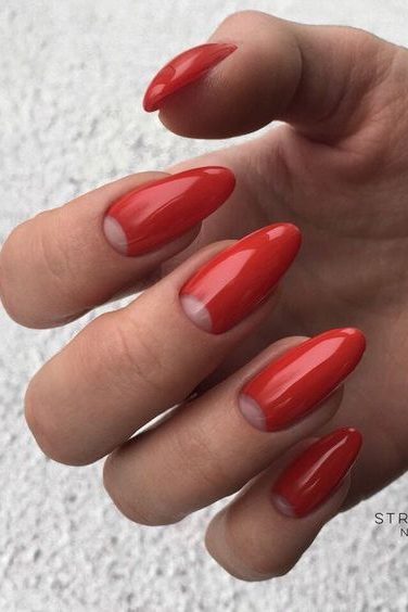 Half Moon Red Summer Nails
