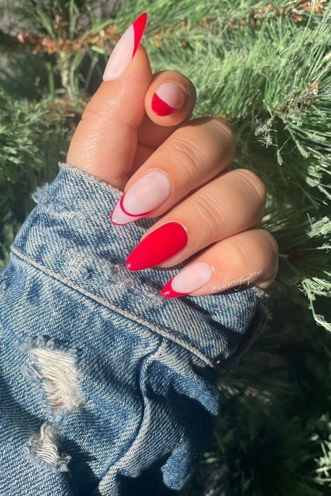 modern red french tip Nail designs