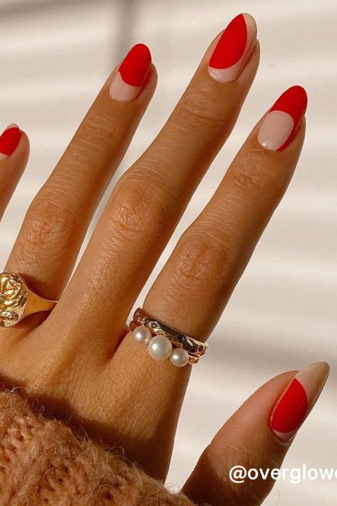 Negative space red summer nails