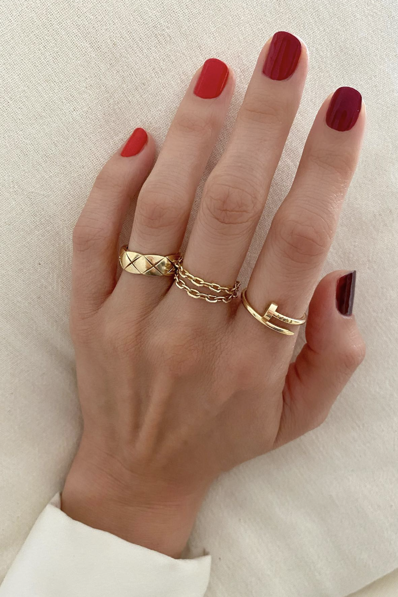 multi color red manicure