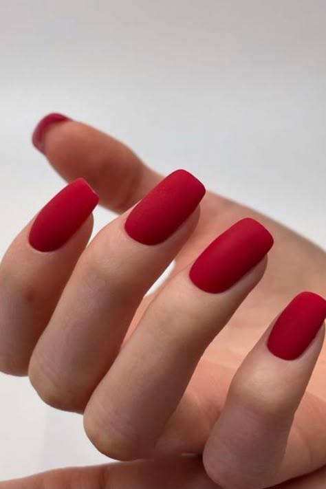 Matte Classic Red Nails