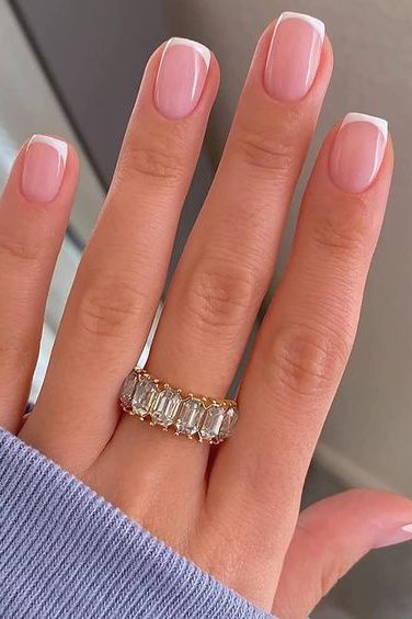 classic traditional french tip | Short Square French nails
