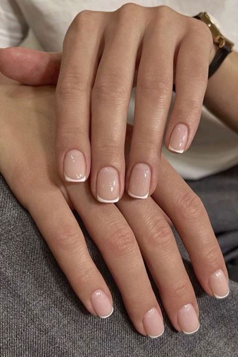 classic traditional french tip Nails