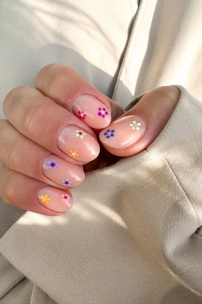 neon floral nails