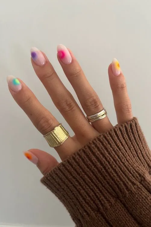 neon floral manicure