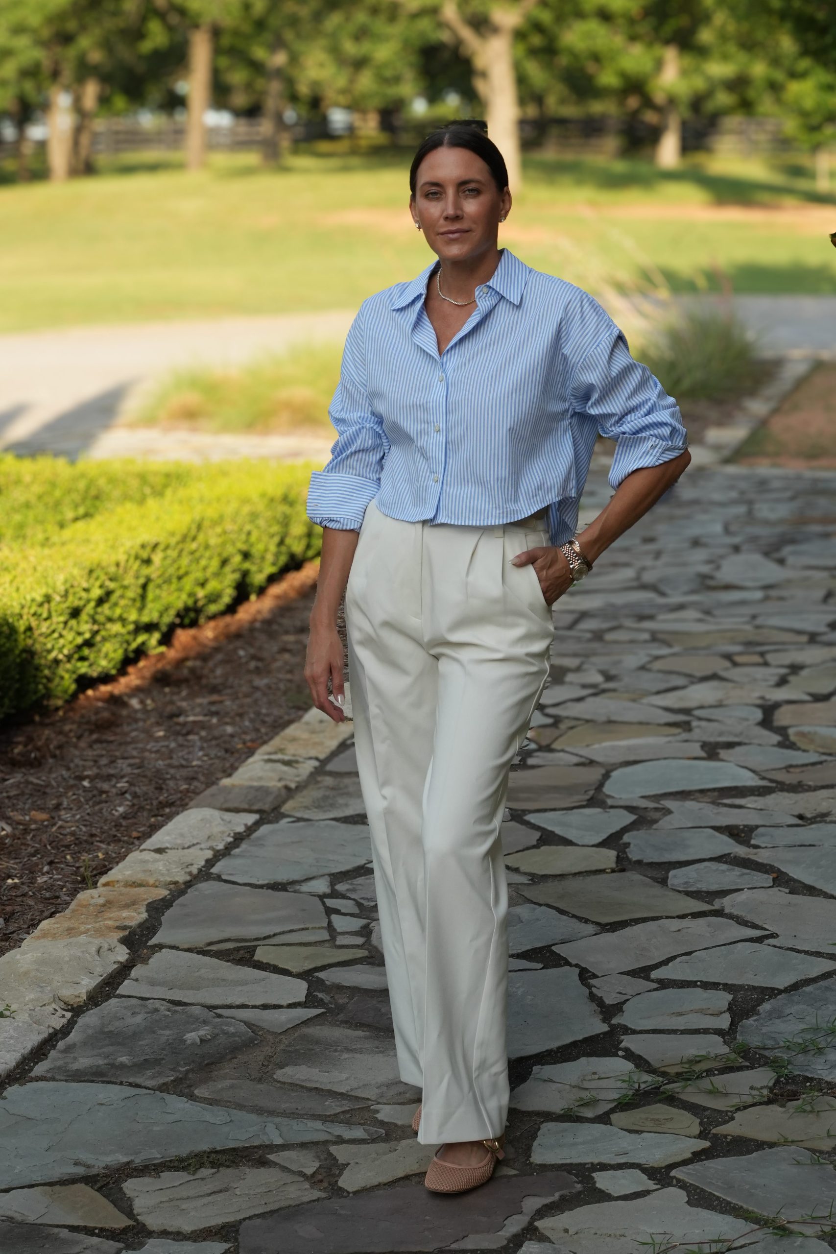 Button up and trousers outfit