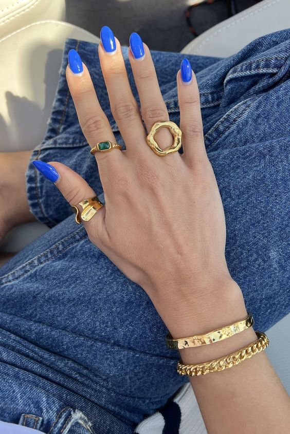 bright blue nails Summer Designs