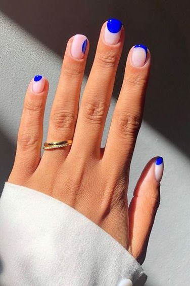 Bright blue nail art