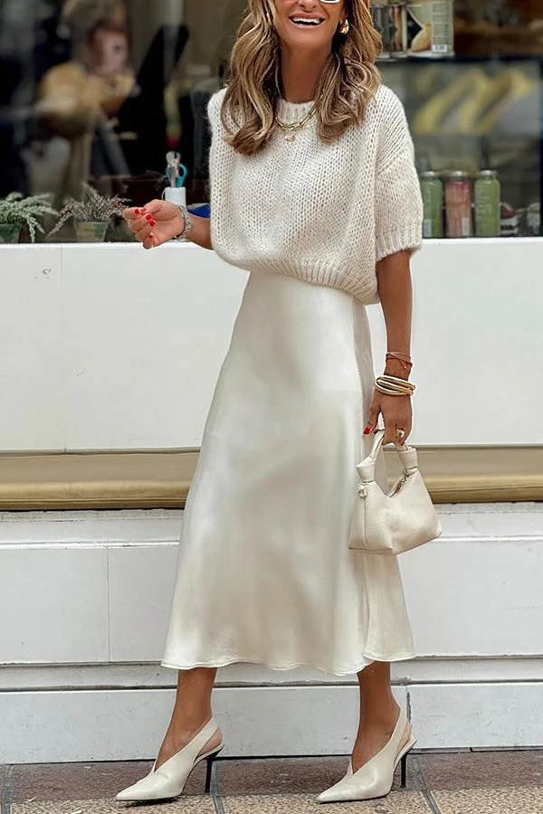 slip skirt and sweater Engagement Photo Outfits