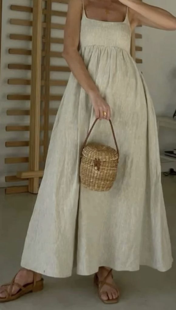 summer linen dress outfit idea