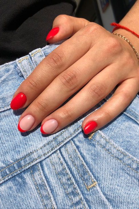 Red French Tips July Nails