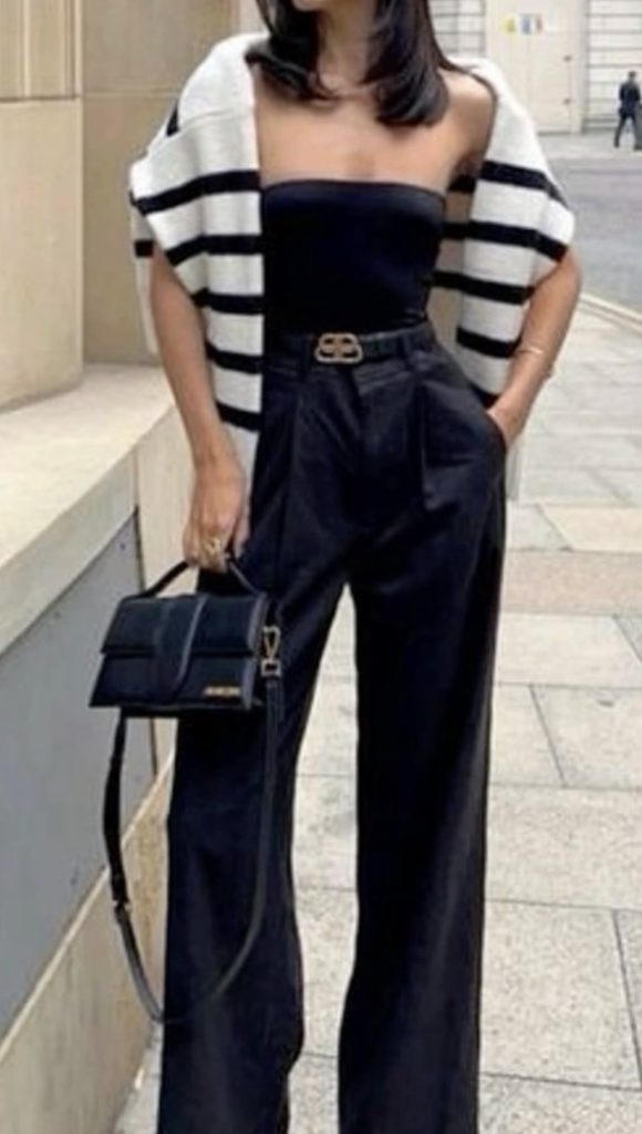 black trousers vacation outfit